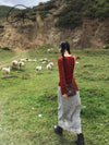 INTO THE EAST 24 Autumn and Winter Wool Blend Asymmetric Knit Top ITE-E1YGAW012RE20TP-HONG Red